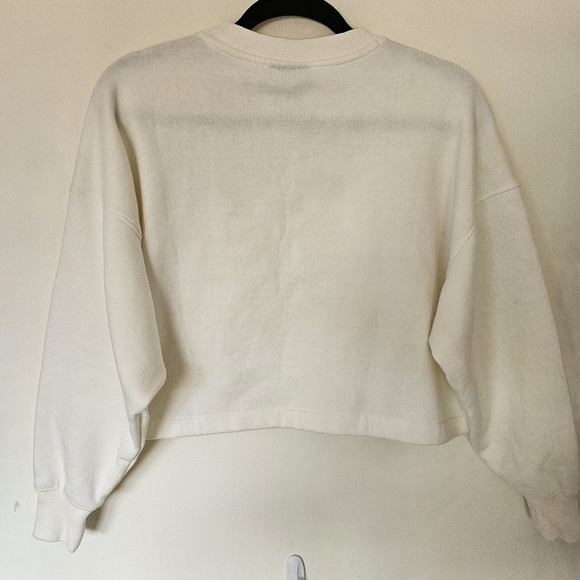EUC Old Navy Selena Graphic Crop Sweatshirt Women Xsmall Oversized White - Picture 4 of 12